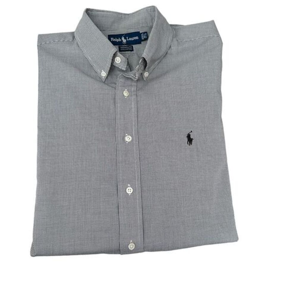 Ralph Lauren Button-Up Shirt Blue Large 16-1/2 34/35 Men's Check Long Sleeve - Picture 7 of 7